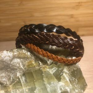 Trio of leather bracelets dressy casual fun boho bohemian western southwest